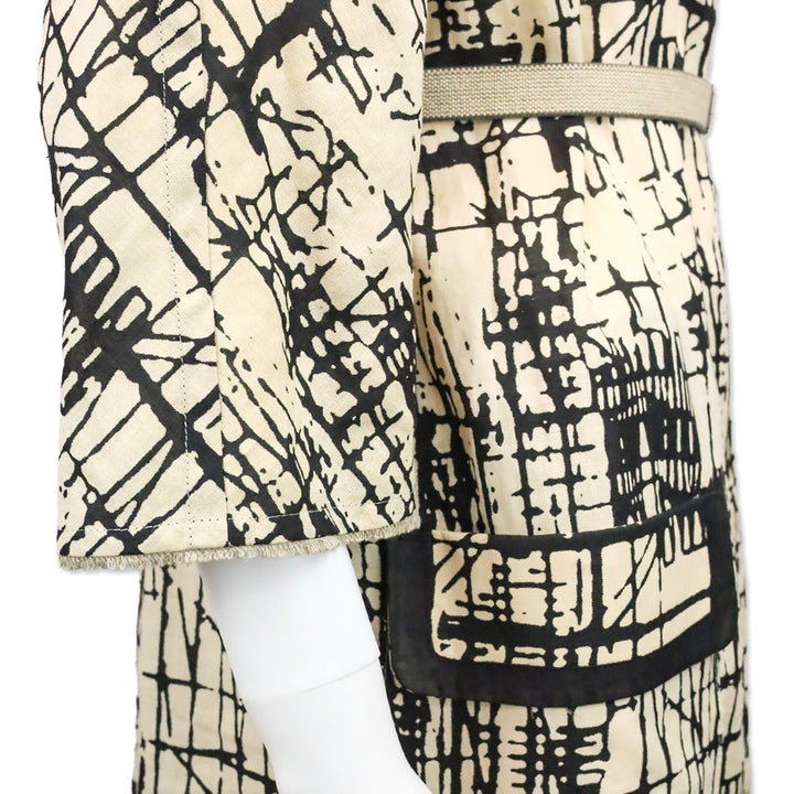 S' Max Mara Beige/Black Print Rami Reversible Coat