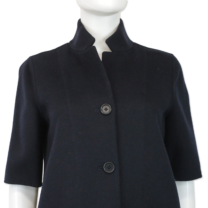 S' Max Mara Navy Wool/Angora Short Sleeve Coat