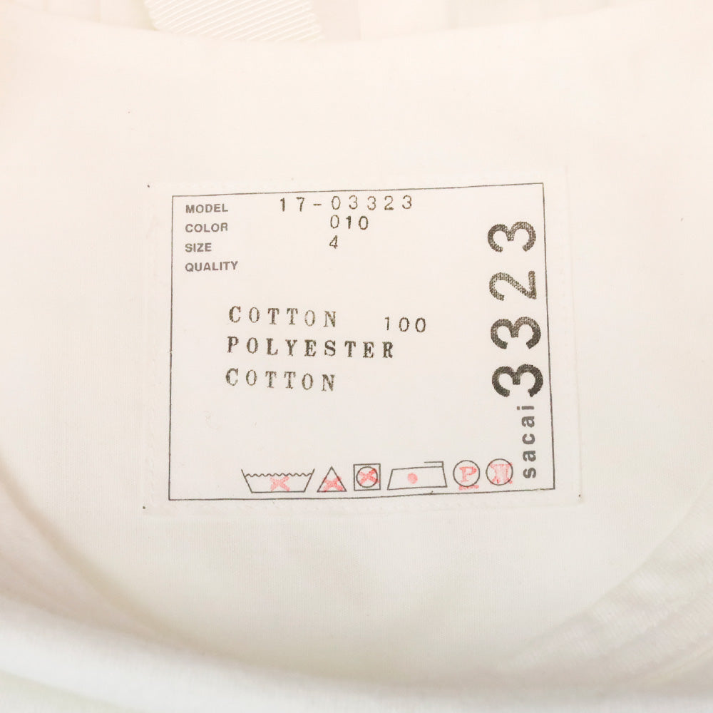 Sacai White Cotton Pleated Back Belted Waist T-Shirt