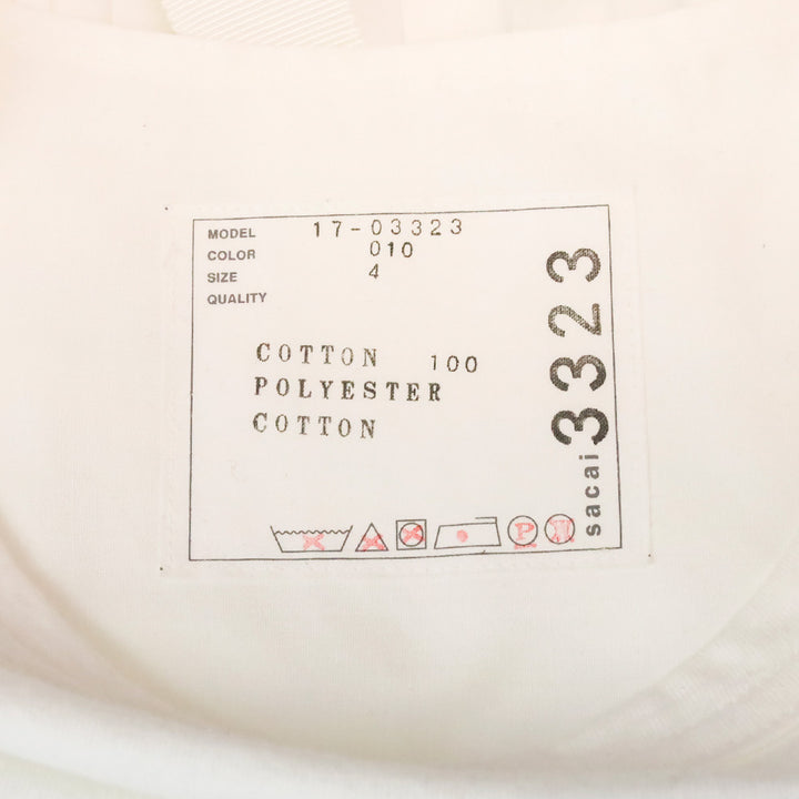 Sacai White Cotton Pleated Back Belted Waist T-Shirt