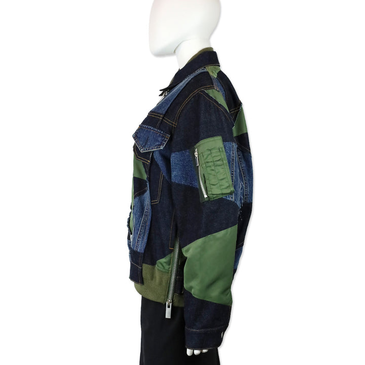 Sacai x Hank Willis Thomas Blue/Khaki Patchwork Bomber Jacket