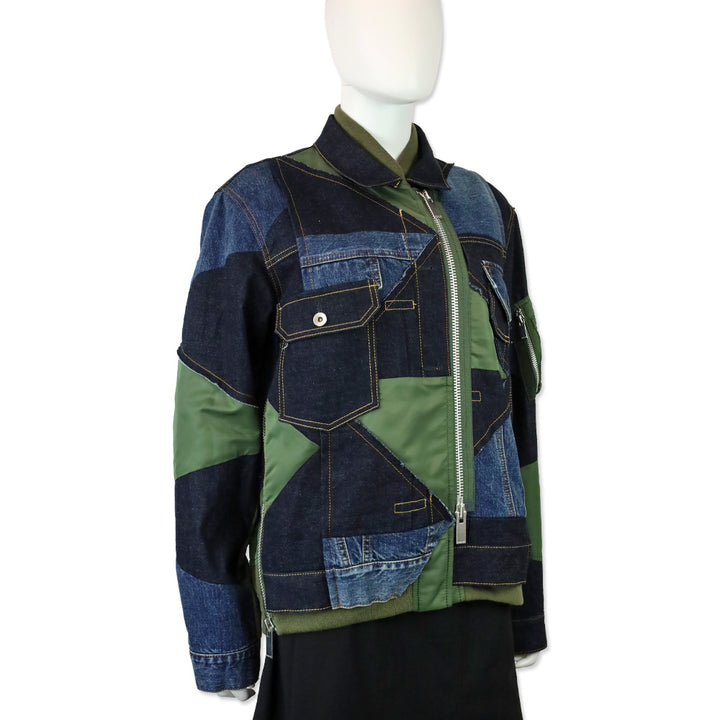 Sacai x Hank Willis Thomas Blue/Khaki Patchwork Bomber Jacket