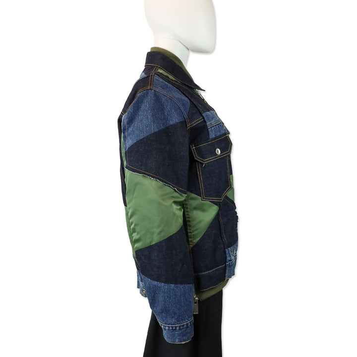 Sacai x Hank Willis Thomas Blue/Khaki Patchwork Bomber Jacket