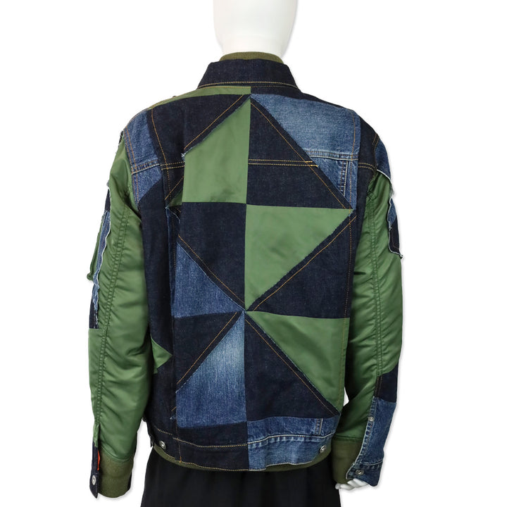 Sacai x Hank Willis Thomas Blue/Khaki Patchwork Bomber Jacket