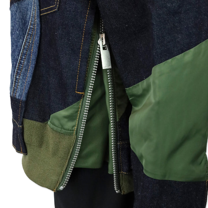 Sacai x Hank Willis Thomas Blue/Khaki Patchwork Bomber Jacket