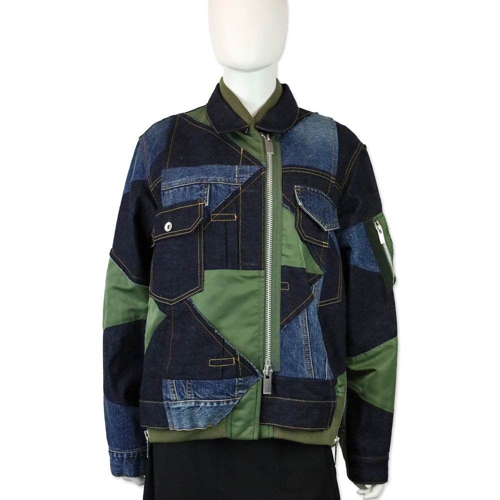 Sacai x Hank Willis Thomas Blue/Khaki Patchwork Bomber Jacket