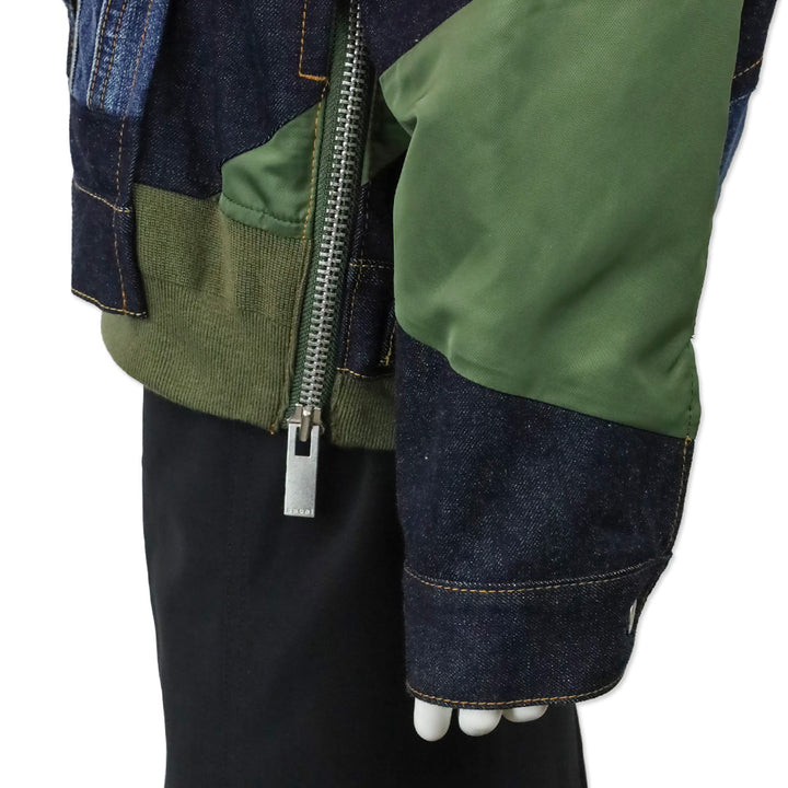 Sacai x Hank Willis Thomas Blue/Khaki Patchwork Bomber Jacket