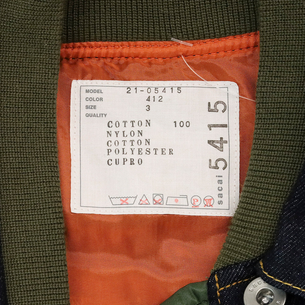 Sacai x Hank Willis Thomas Blue/Khaki Patchwork Bomber Jacket