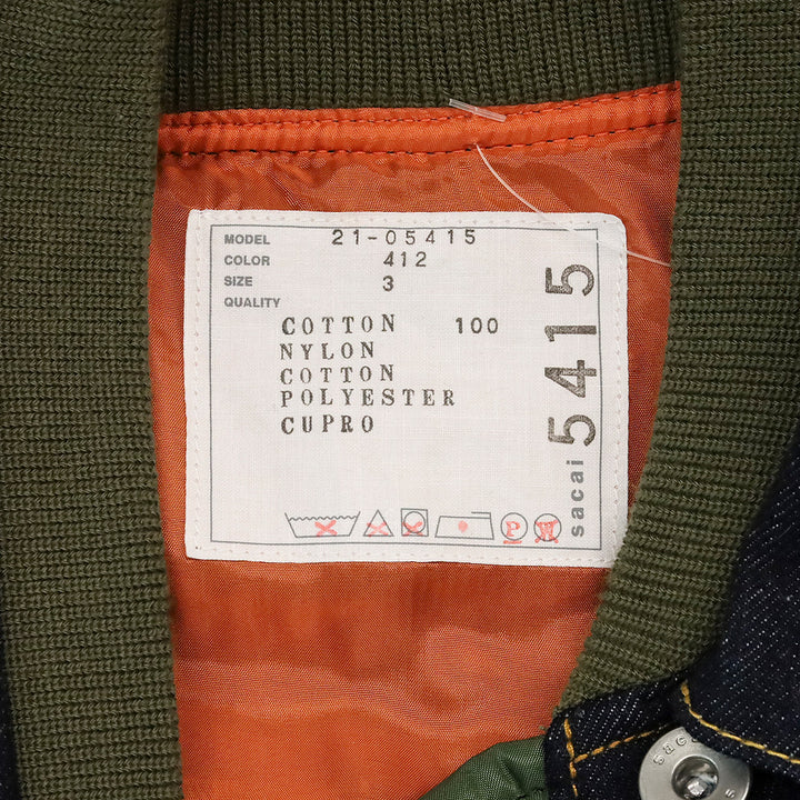 Sacai x Hank Willis Thomas Blue/Khaki Patchwork Bomber Jacket