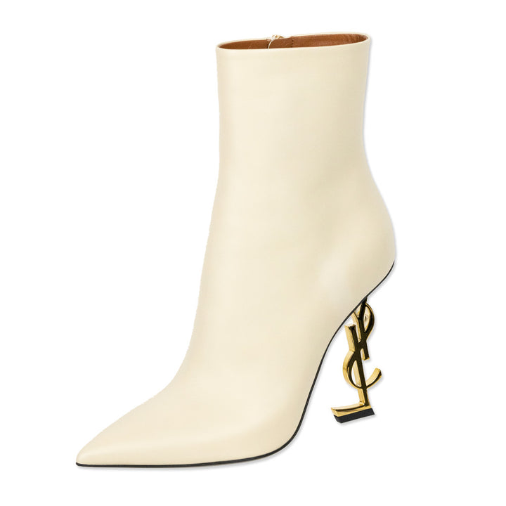 Saint Laurent Beige Leather Opyum Ankle Booties