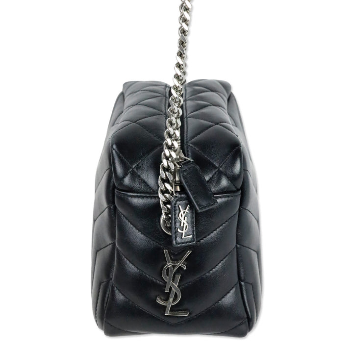 Saint Laurent Black Calfskin Y Quilted Monogram Small Loulou Bowling Bag