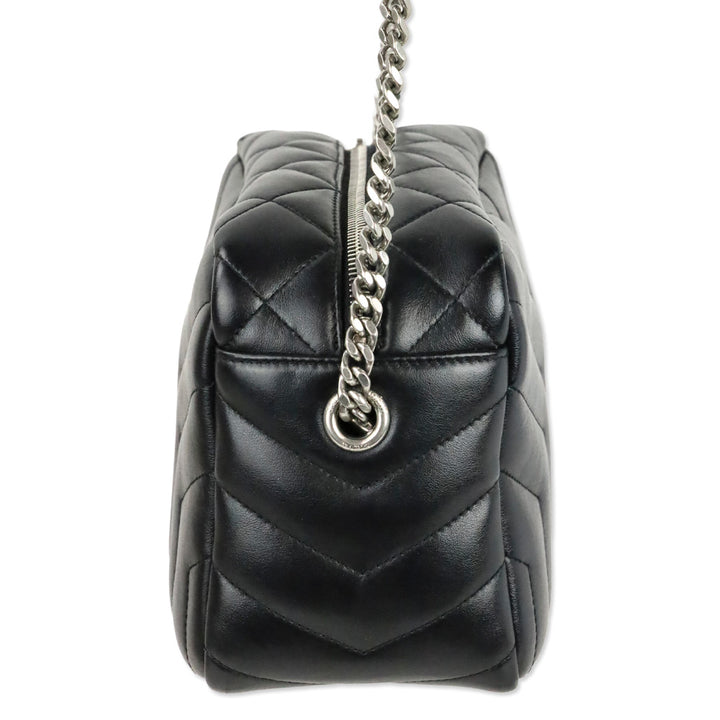 Saint Laurent Black Calfskin Y Quilted Monogram Small Loulou Bowling Bag