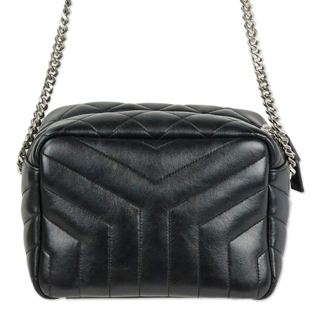 Saint Laurent Black Calfskin Y Quilted Monogram Small Loulou Bowling Bag