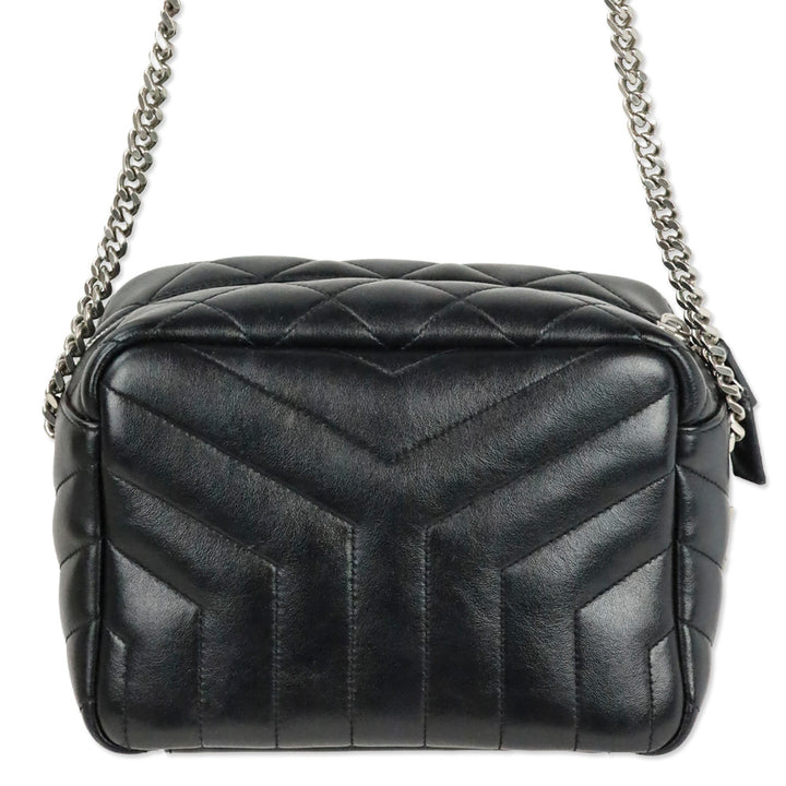Saint Laurent Black Calfskin Y Quilted Monogram Small Loulou Bowling Bag