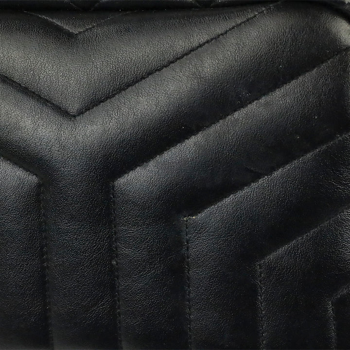 Saint Laurent Black Calfskin Y Quilted Monogram Small Loulou Bowling Bag