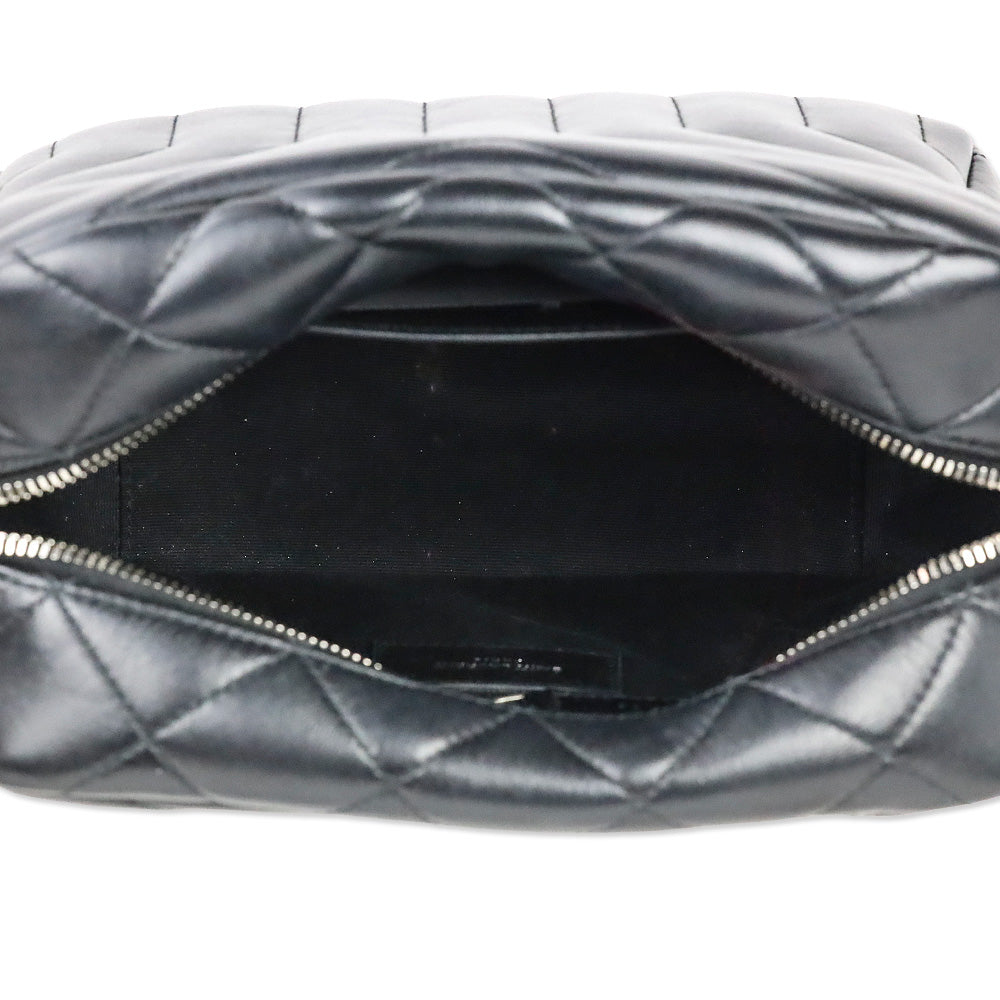 Saint Laurent Black Calfskin Y Quilted Monogram Small Loulou Bowling Bag