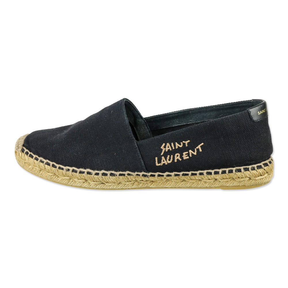 Saint Laurent Black Canvas Signature Slip-On Espadrilles