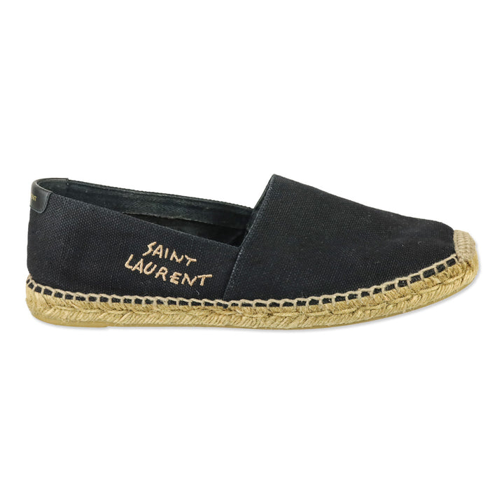 Saint Laurent Black Canvas Signature Slip-On Espadrilles