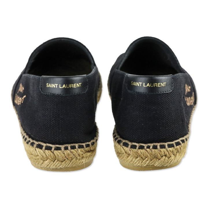 Saint Laurent Black Canvas Signature Slip-On Espadrilles