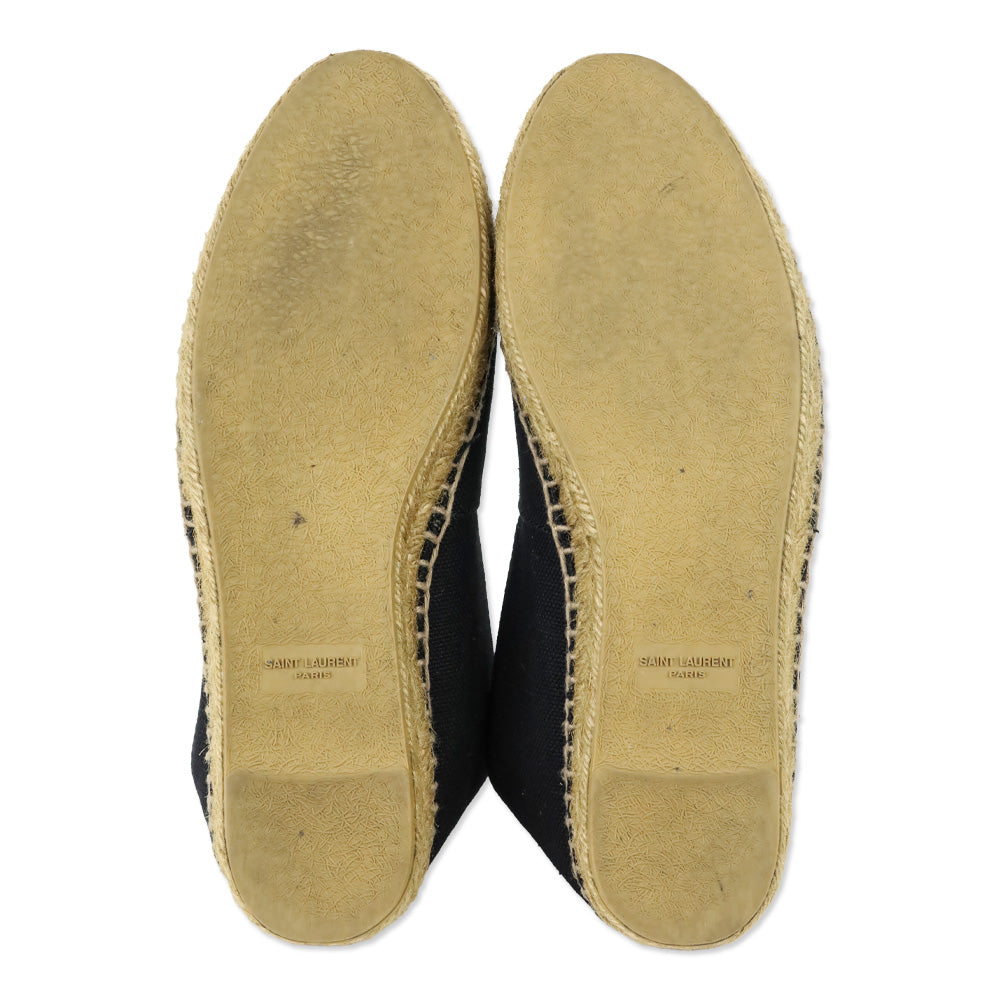 Saint Laurent Black Canvas Signature Slip-On Espadrilles