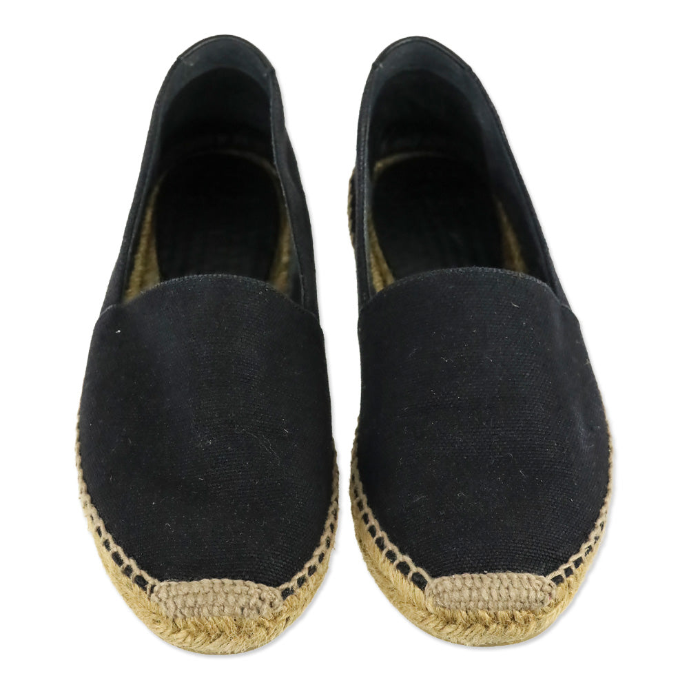 Saint Laurent Black Canvas Signature Slip-On Espadrilles