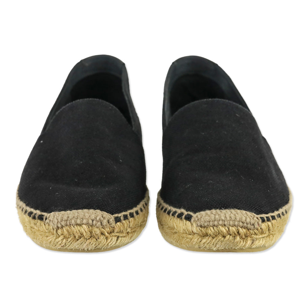 Saint Laurent Black Canvas Signature Slip-On Espadrilles