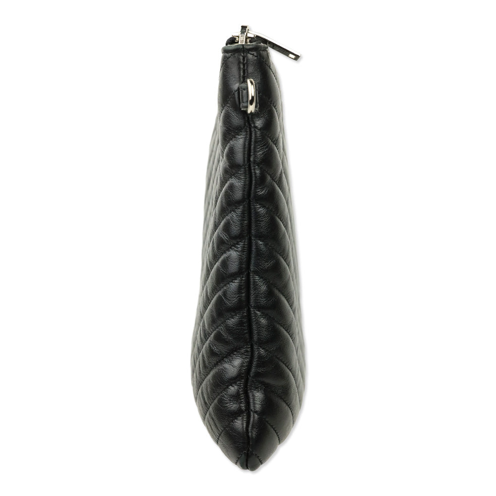 Saint Laurent Black Chevron Matelassé Nappa Cassandre Clutch