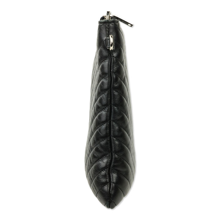 Saint Laurent Black Chevron Matelassé Nappa Cassandre Clutch