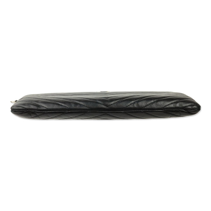 Saint Laurent Black Chevron Matelassé Nappa Cassandre Clutch