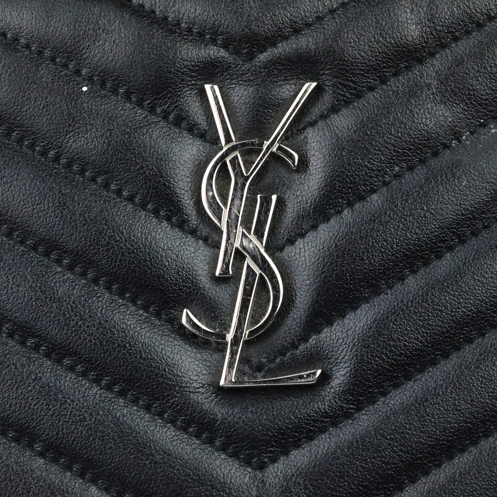 Saint Laurent Black Chevron Matelassé Nappa Cassandre Clutch