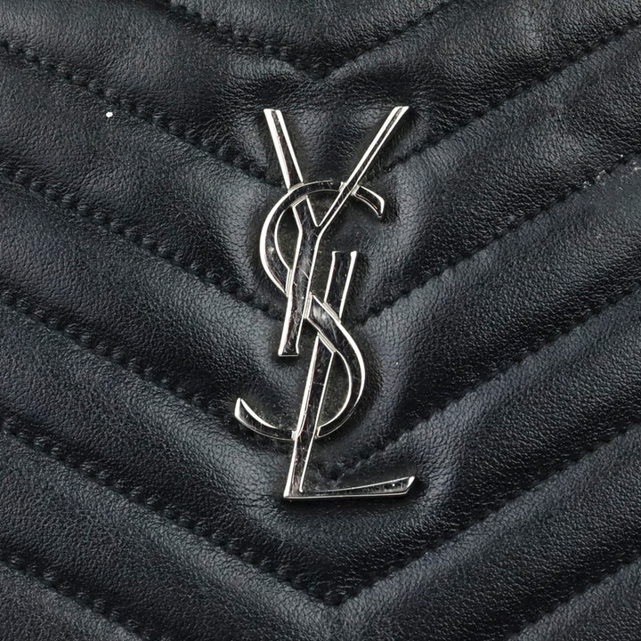 Saint Laurent Black Chevron Matelassé Nappa Cassandre Clutch