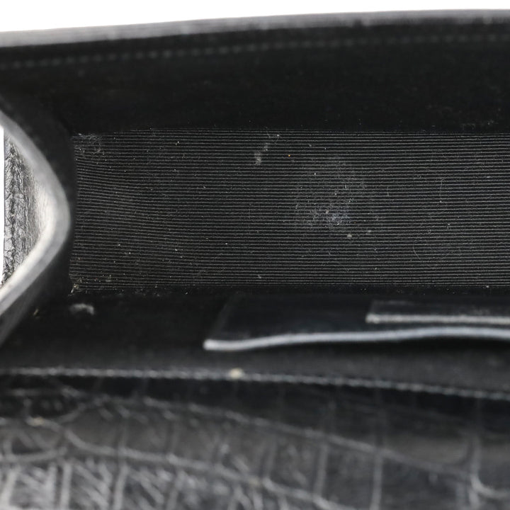 Saint Laurent Black Crocodile-Embossed Leather Silver Tassel Medium Kate Shoulder Bag