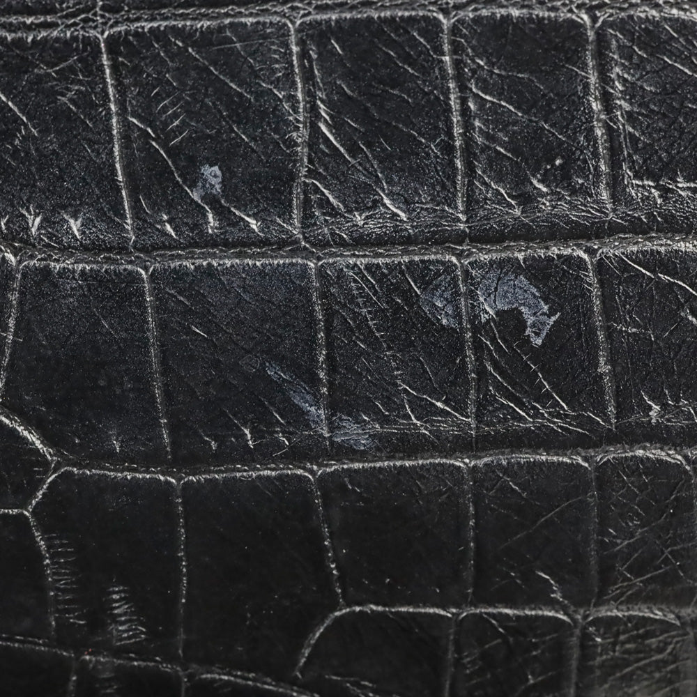 Saint Laurent Black Crocodile-Embossed Leather Silver Tassel Medium Kate Shoulder Bag