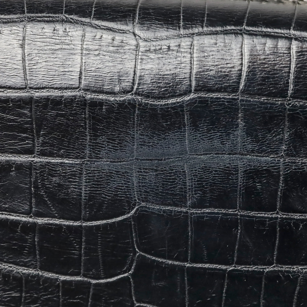 Saint Laurent Black Crocodile-Embossed Leather Silver Tassel Medium Kate Shoulder Bag