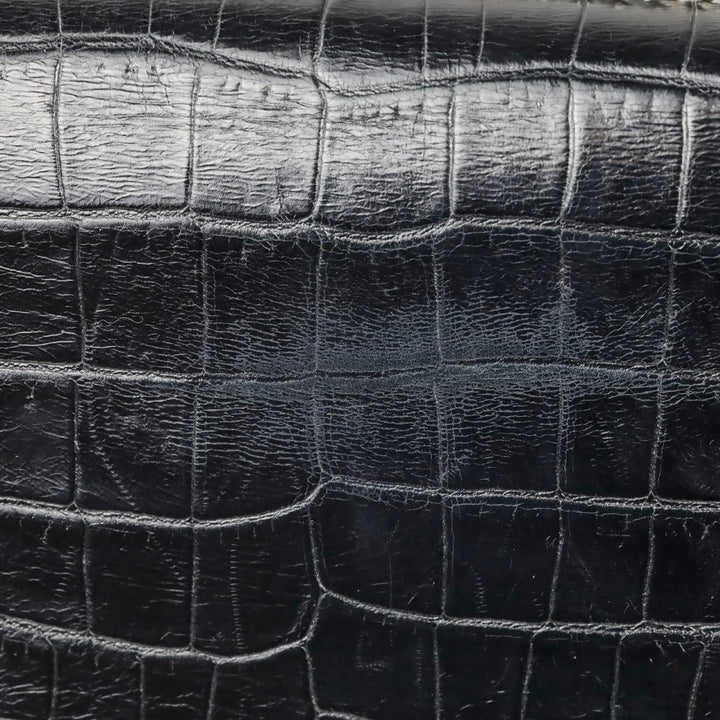 Saint Laurent Black Crocodile-Embossed Leather Silver Tassel Medium Kate Shoulder Bag