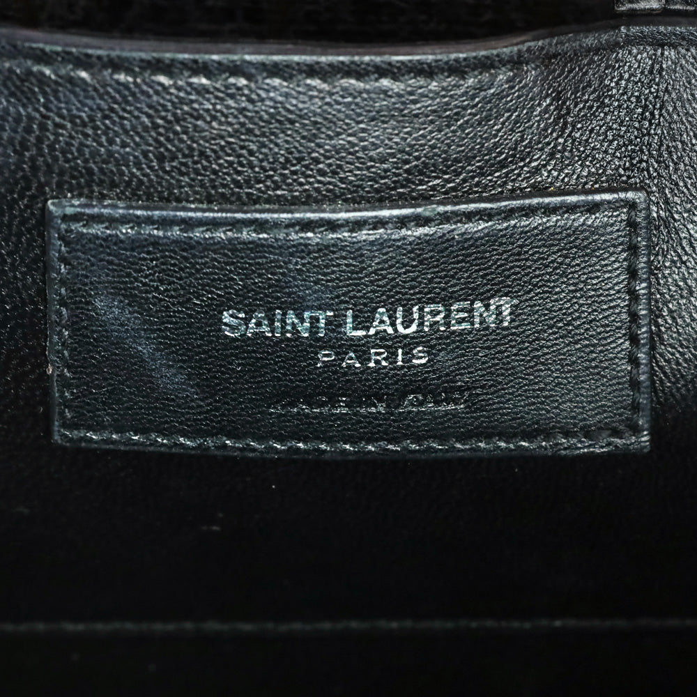 Saint Laurent Black Crocodile-Embossed Leather Silver Tassel Medium Kate Shoulder Bag