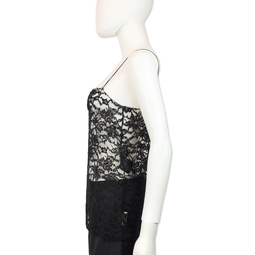 Saint Laurent Black Floral Lace Camisole Tank Top