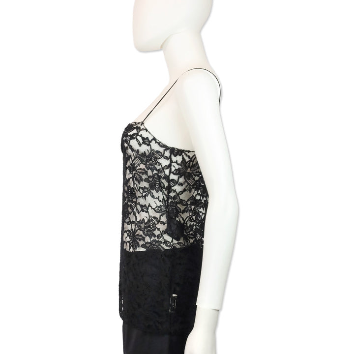 Saint Laurent Black Floral Lace Camisole Tank Top
