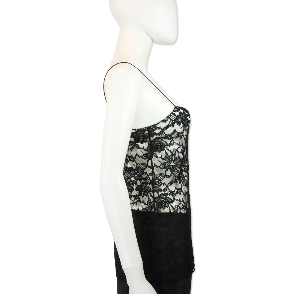 Saint Laurent Black Floral Lace Camisole Tank Top