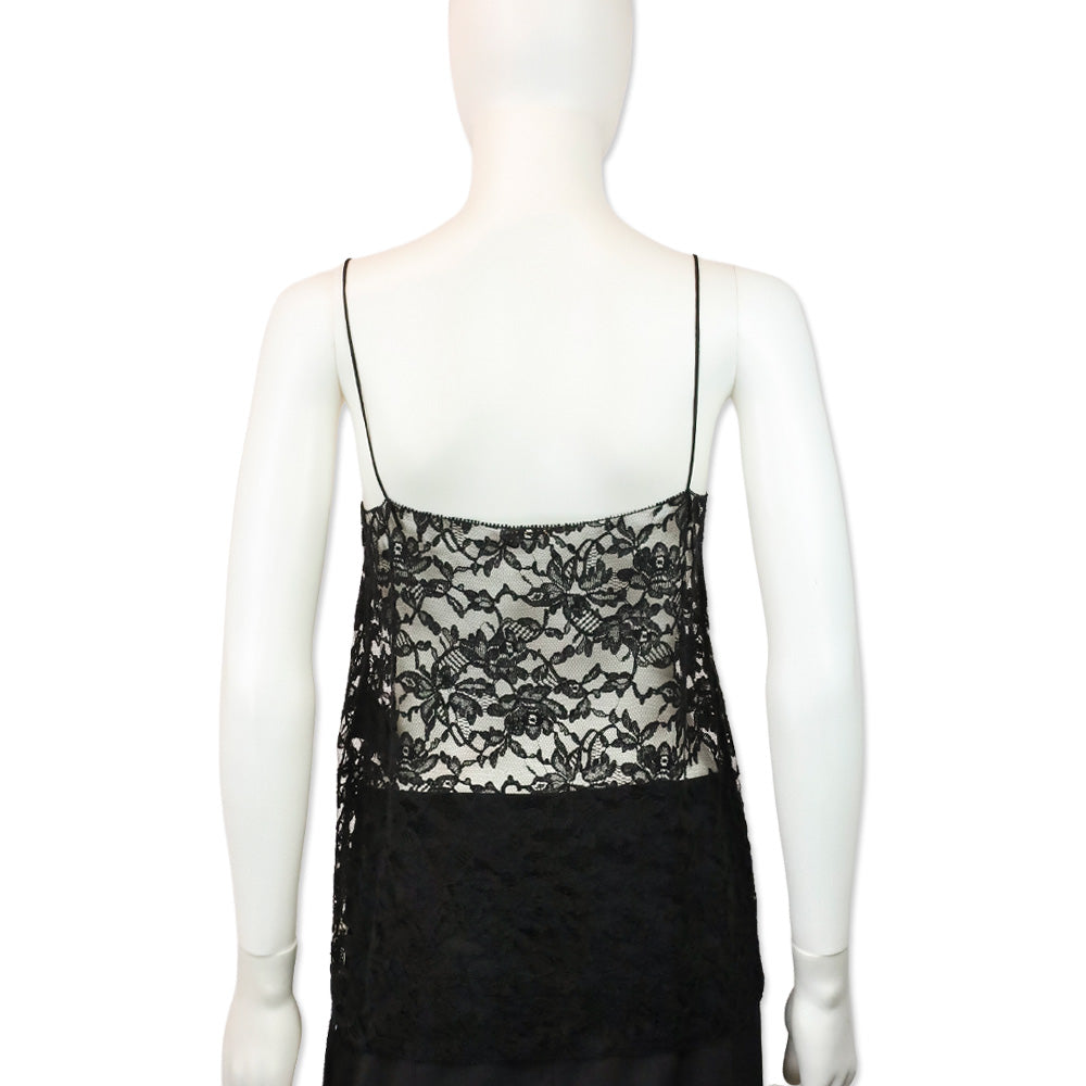Saint Laurent Black Floral Lace Camisole Tank Top