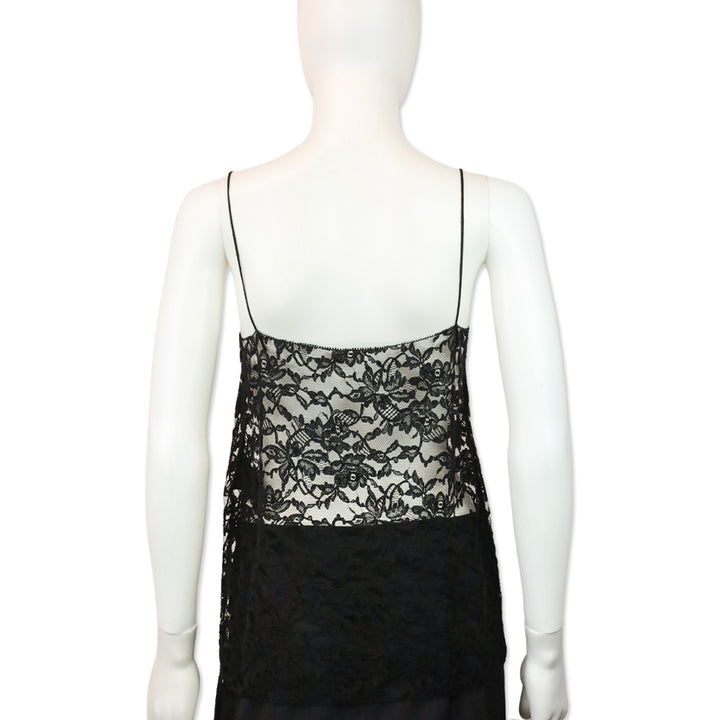 Saint Laurent Black Floral Lace Camisole Tank Top