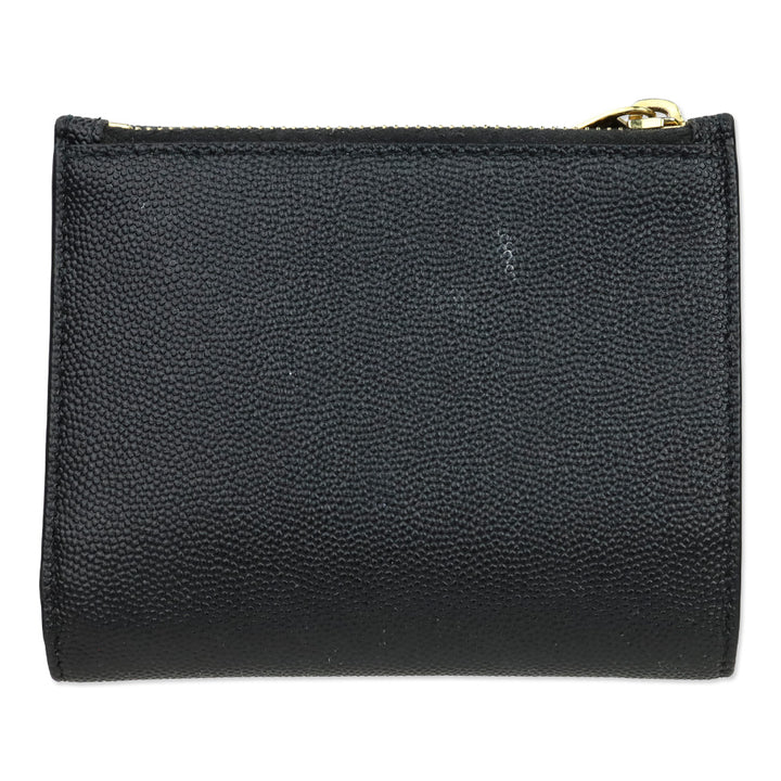 Saint Laurent Black Grain de Poudre Leather Uptown Compact Wallet