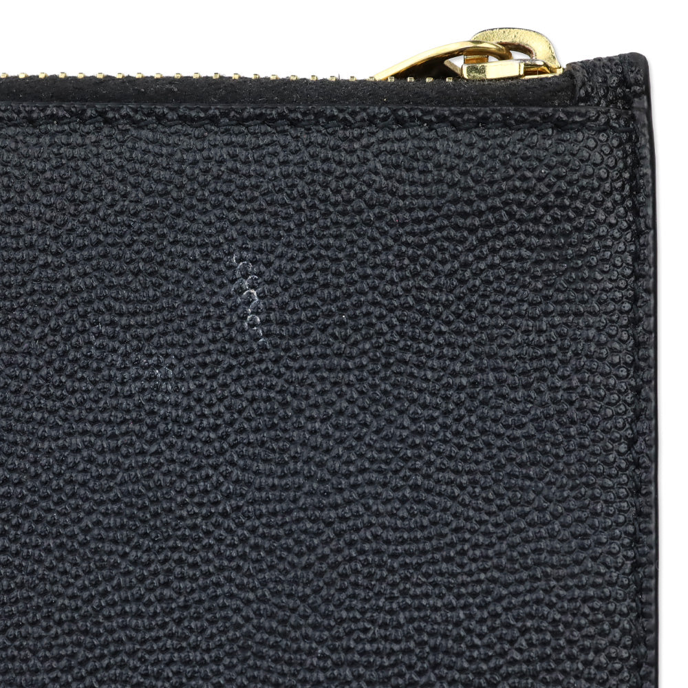 Saint Laurent Black Grain de Poudre Leather Uptown Compact Wallet