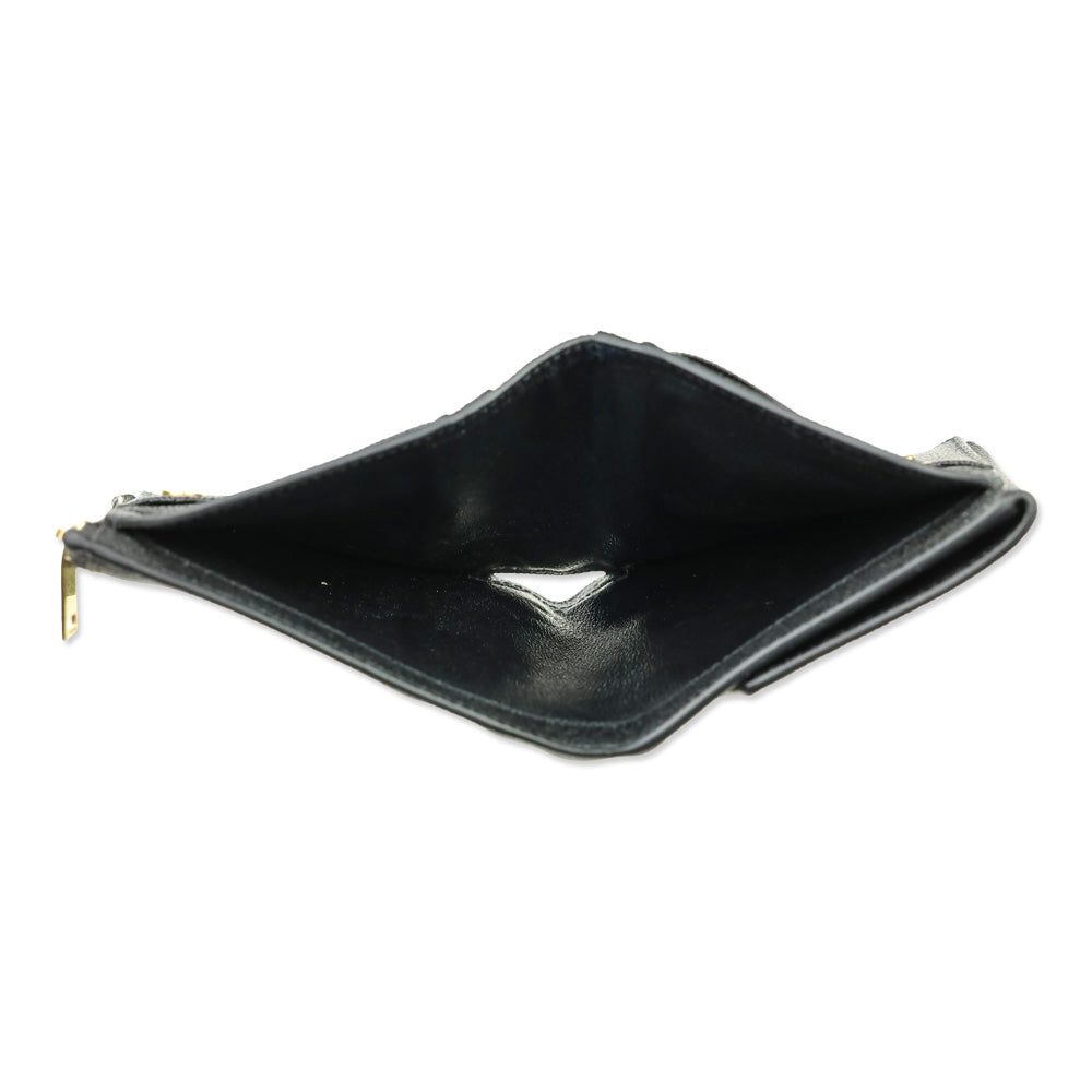 Saint Laurent Black Grain de Poudre Leather Uptown Compact Wallet