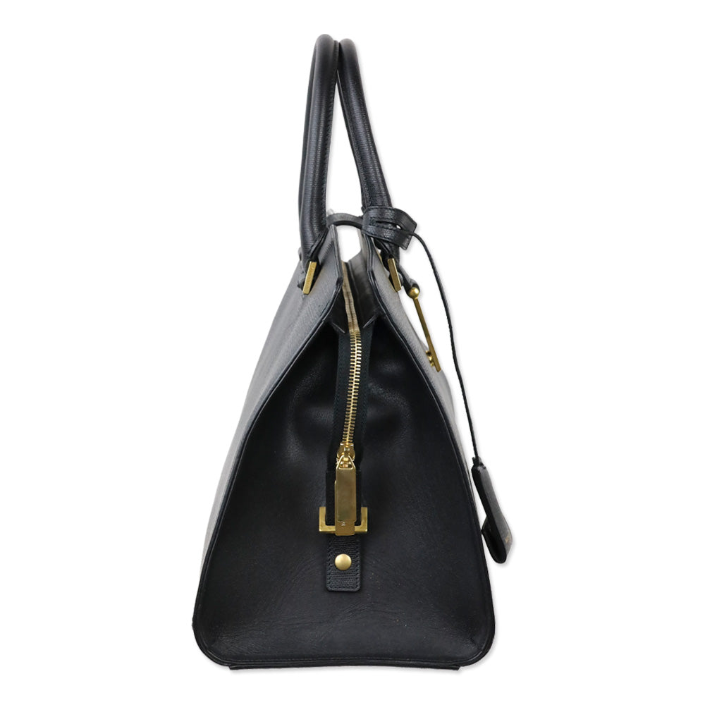 Saint Laurent Black Grained Leather Medium Y Cabas Bag