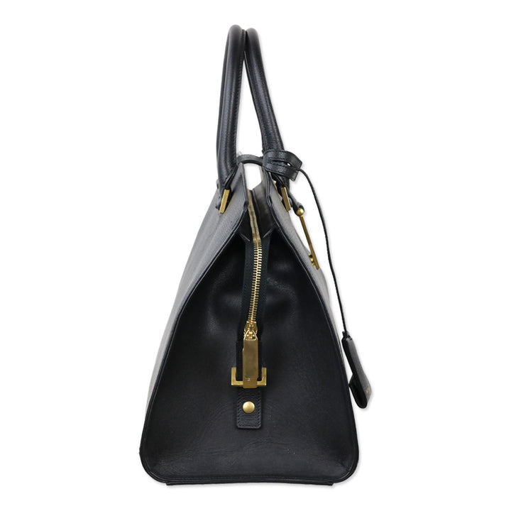Saint Laurent Black Grained Leather Medium Y Cabas Bag