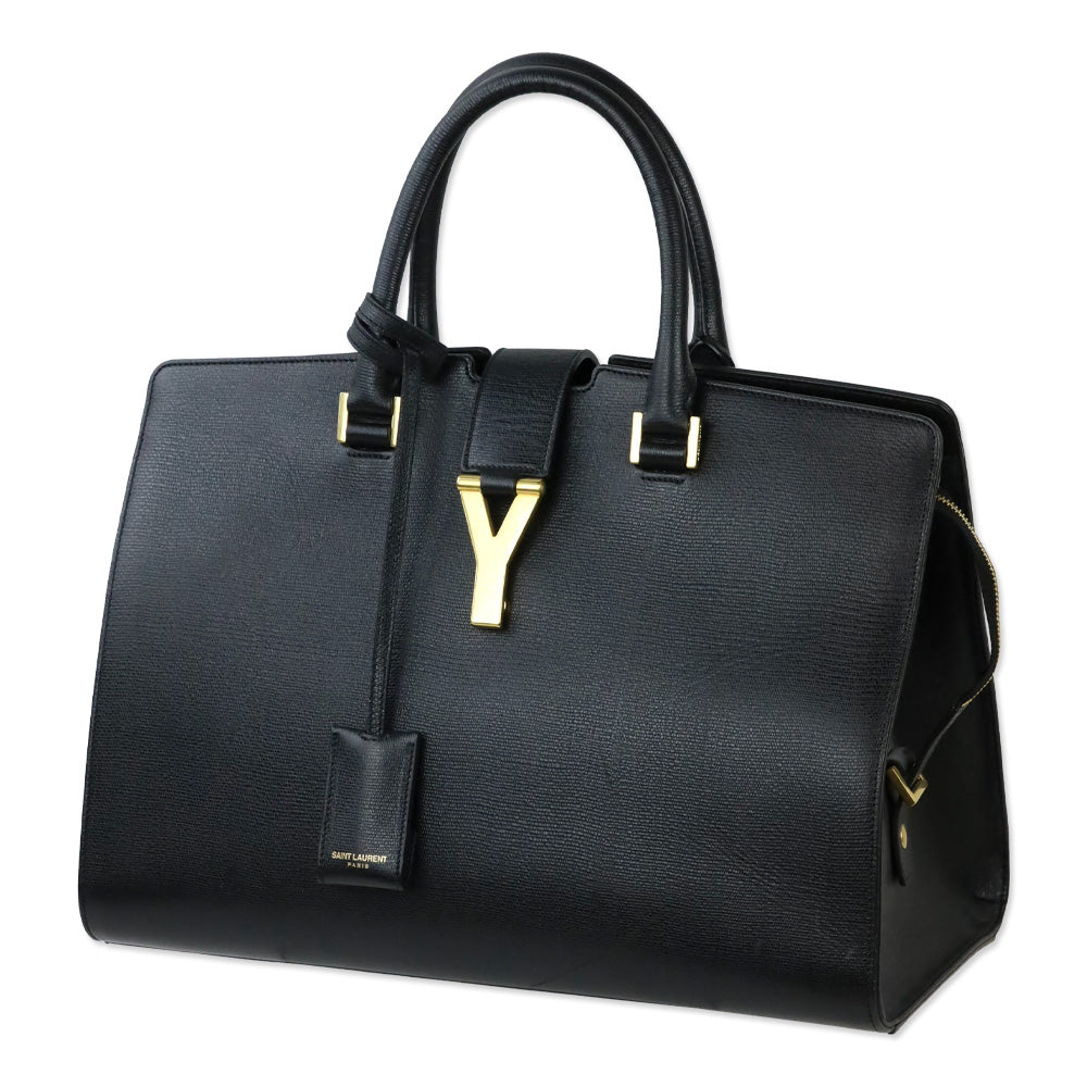 Saint Laurent Black Grained Leather Medium Y Cabas Bag