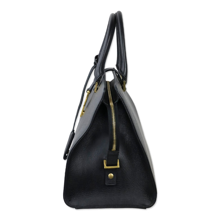 Saint Laurent Black Grained Leather Medium Y Cabas Bag