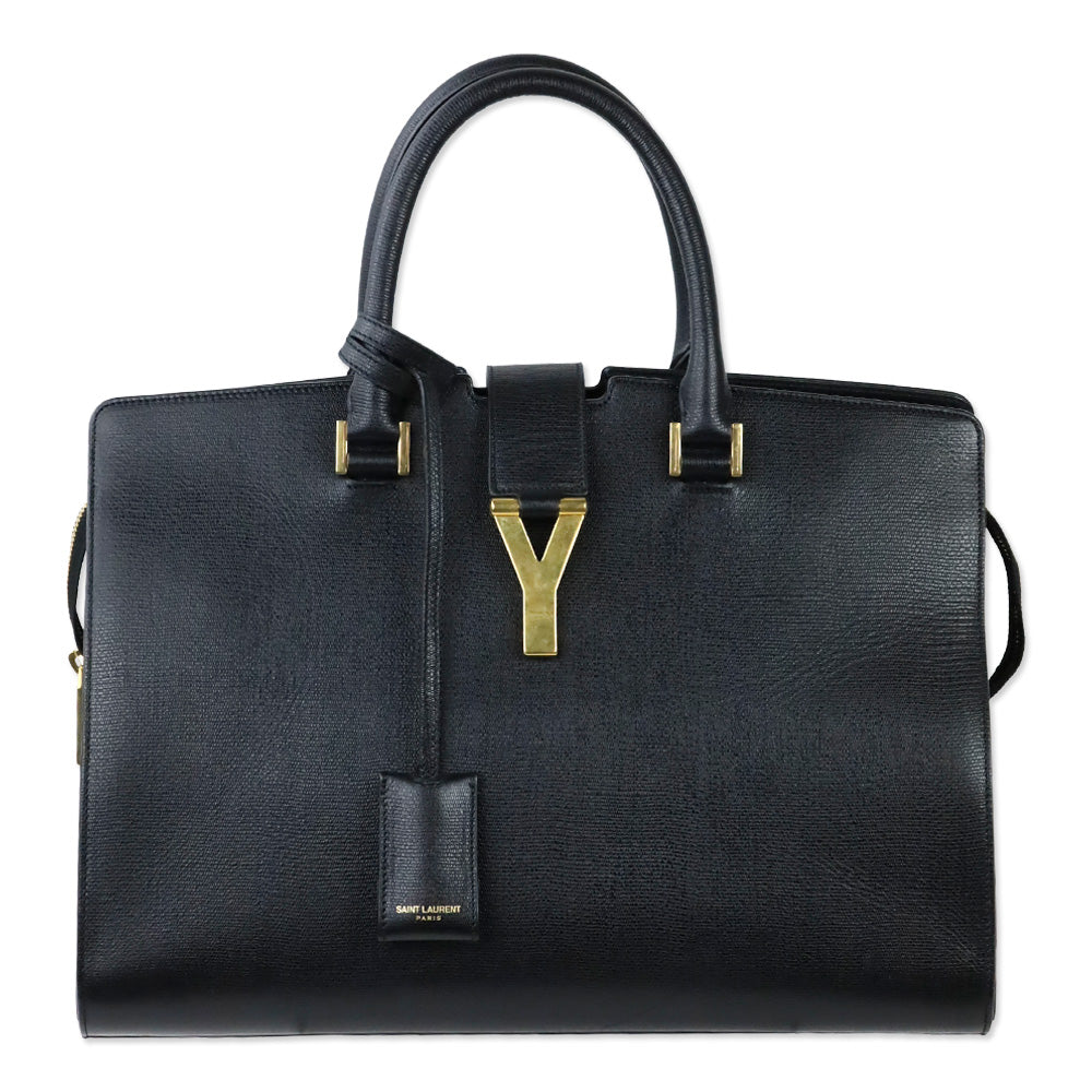 Saint Laurent Black Grained Leather Medium Y Cabas Bag