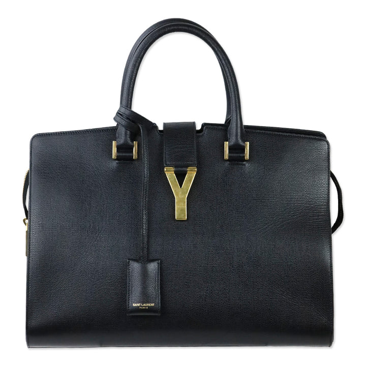 Saint Laurent Black Grained Leather Medium Y Cabas Bag